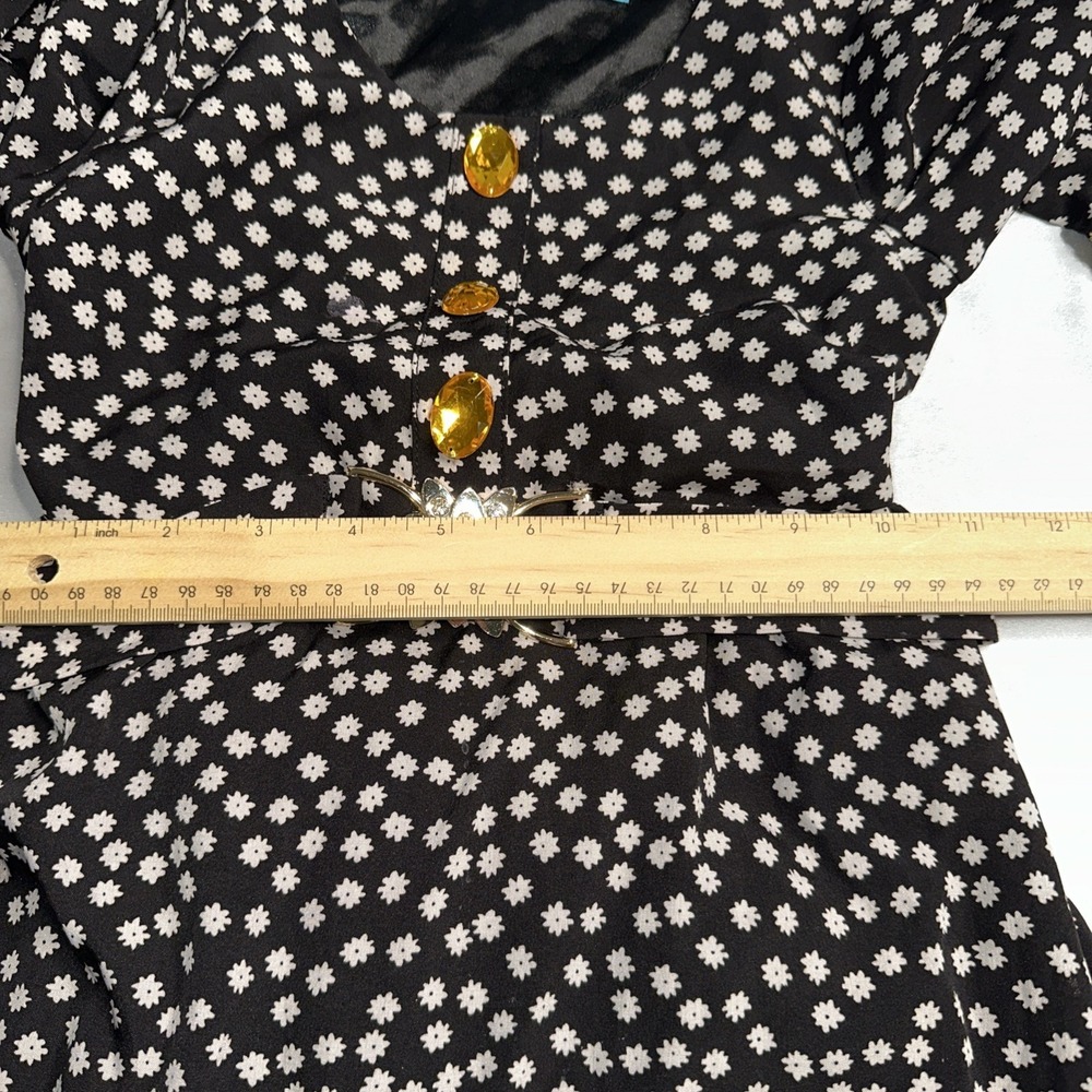 Vintage Wardhere Fashion Black Dress Size 4 Gem Buttons Belt - Picture 3 of 12